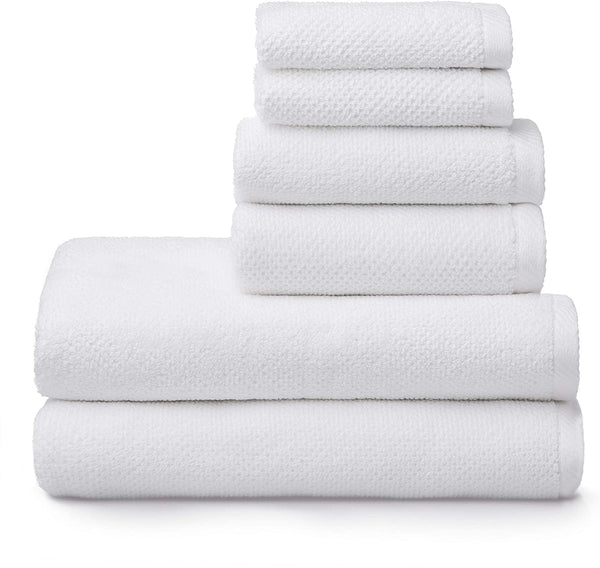 6 Piece White Popcorn cotton Bath Towel Set (2 Bath Towels, 2 Hand Tow -  The Clean Store