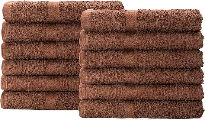 Simpli-Magic Cotton Hand Towels, Brown (Size: 16" x 27" - Case of 144)