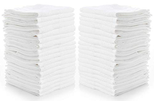 Simpli-Magic Cotton Washcloths White, 40 Pack, Size: 12”x12”