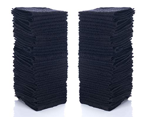 SIMPLI-MAGIC 79217 Black Cotton Washcloths, 12" x 12", 24 Pack