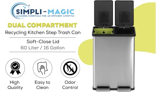 SIMPLI-MAGIC 50 Liter Soft-Close, Smudge Resistant Trash Can with Foot -  The Clean Store