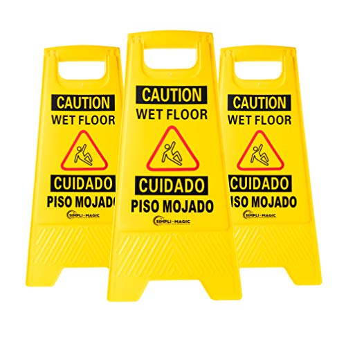 Simpli-Magic 79192 Wet Floor Caution Signs, Basic, Yellow, 3 Pack