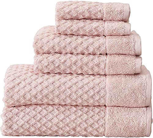 Simpli-Magic 79455 Diamond Bath Towels Set, 6 Piece Set, 2 Bath Towels, 2 Hand Towels, 2 Washcloths, Pink