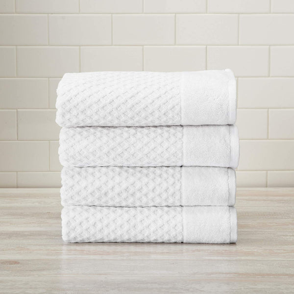 The Clean Store 100% Cotton White Diamond Bath Towels (4-Pack)